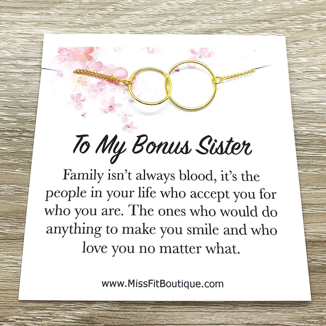 Cadeau pour une sœur adoptive, Collier à cercles entrelacés, Pendentif circulaire, Collier à cercles liés, Cadeau pour une sœur de cœur, Sœur du marié