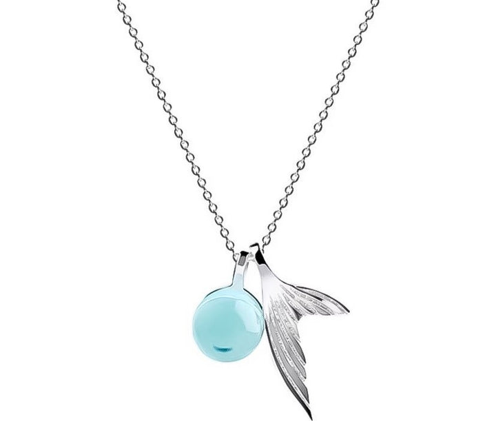 Mermaid Gift, Mermaid Necklace, Blue Crystal Necklace, Sterling Silver Jewelry, Mermaid Life, Friendship Necklace, Free Spirit Gift, Holiday