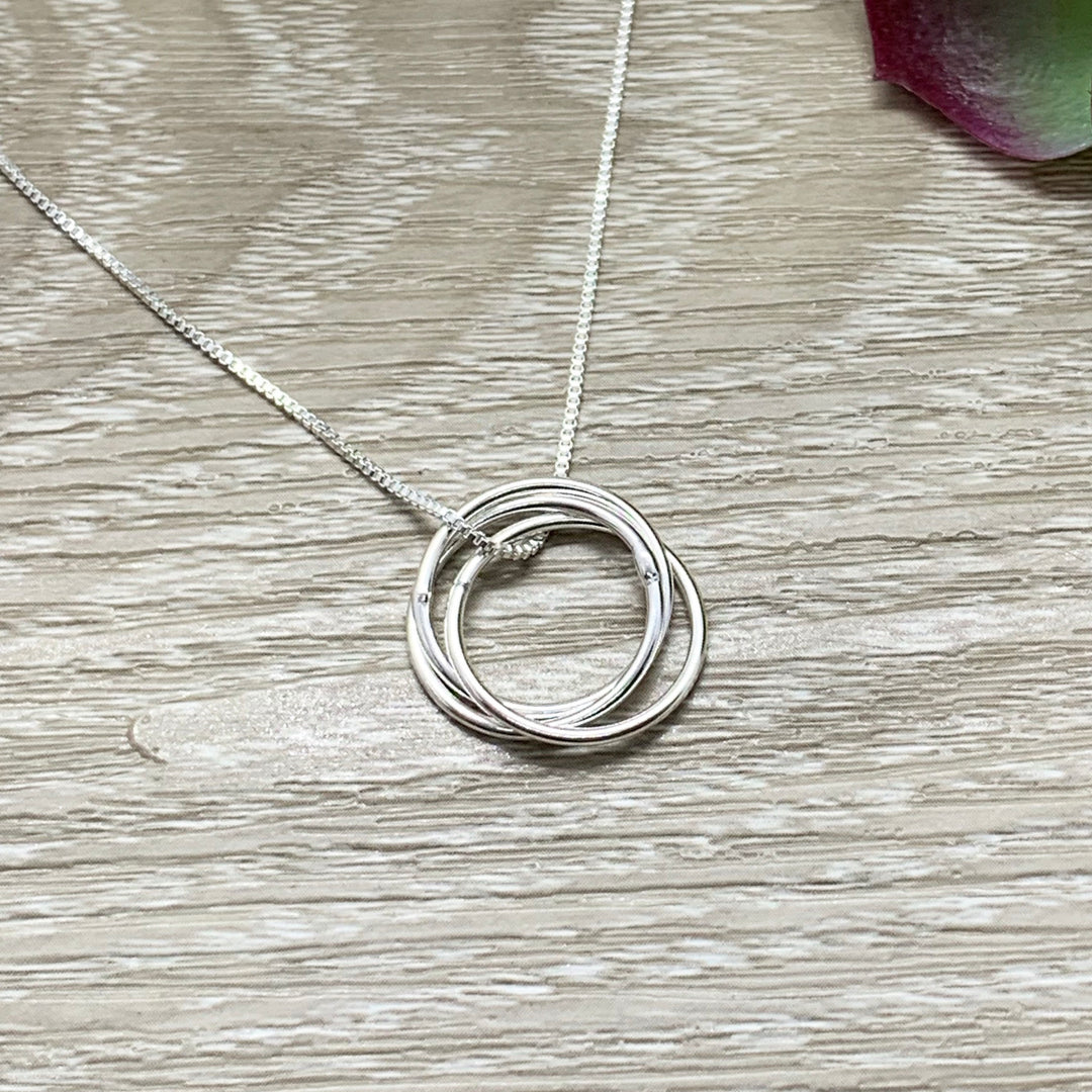 Happy 30th Birthday Gift, Three Eternal Rings Necklace, Happy Birthday Card, Gift for Her, Jewelry for Women, Sister, Friend, Mother, Aunt