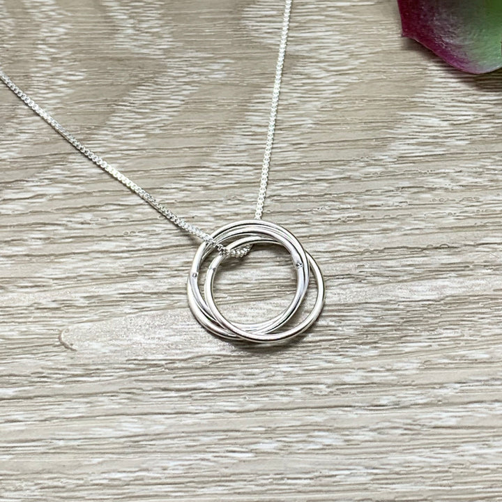 Happy 30th Birthday Gift, Three Eternal Rings Necklace, Happy Birthday Card, Gift for Her, Jewelry for Women, Sister, Friend, Mother, Aunt