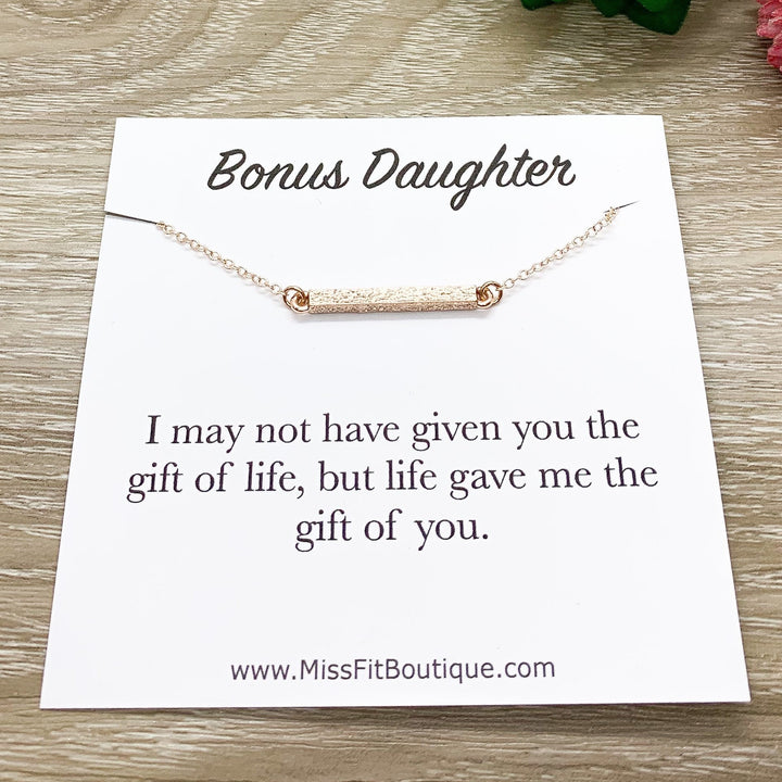 Collier pour belle-fille, collier barre en or rose, cadeau pour belle-fille, bijou symbolique, cadeau de la belle-mère, cadeau d'anniversaire, cadeau de Noël