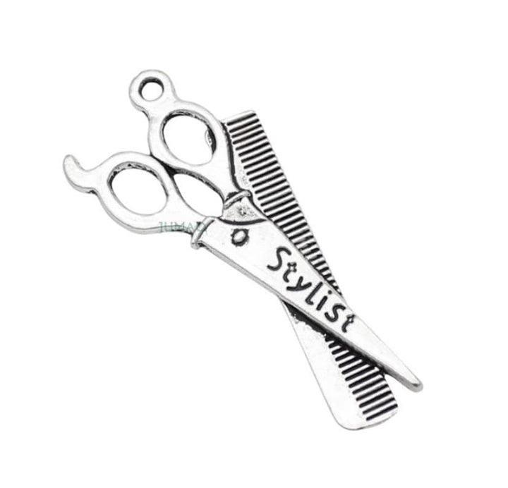 1 Breloque Styliste, Breloques Salon, Breloque Individuelle, Breloques Ciseaux et Peigne, Cadeau Coiffeuse, Breloque Girlie, Breloque Adolescente, Bijou de Cheveux