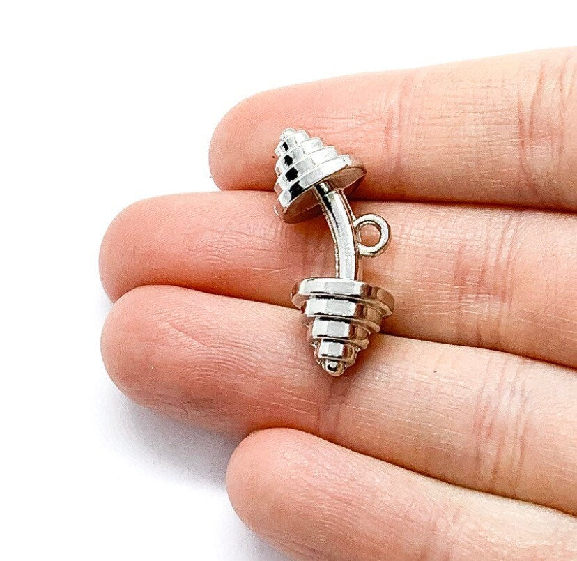 Weightlifting Charms, Fitness Charms, Bodybuilding Charms, Weightloss Charms, Gym Charms, Mini Weight Plate Charms, Stocking Stuffer for Her