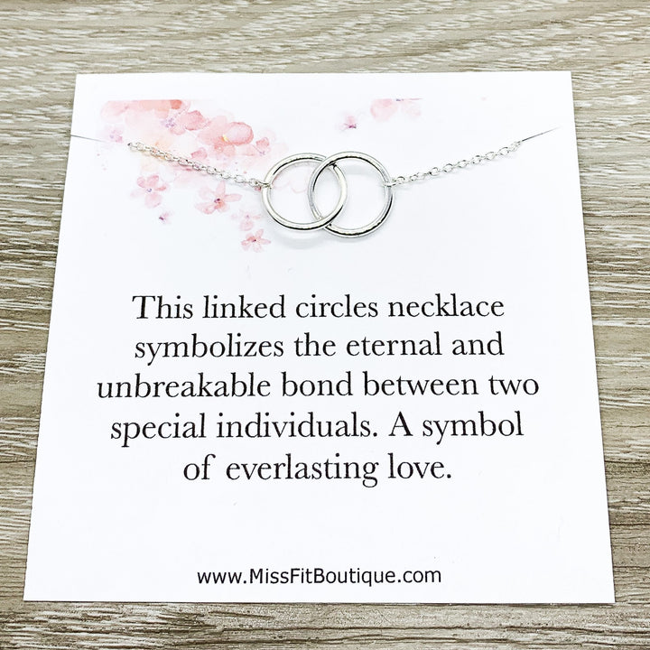 Unbreakable Bond Necklace with Custom Card, Linked Circles Necklace, 2 Circle Pendants, Gift for Best Friend, Gift for Girlfriend, Wife Gift