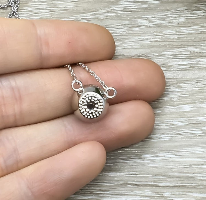 Cadeau pour sœur, Collier en cristal turquoise, Collier rond en argent sterling, Bijou minimaliste, Cadeau sentimental, Collier délicat avec carte