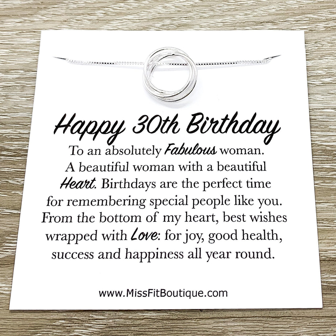 Happy 30th Birthday Gift, Three Eternal Rings Necklace, Happy Birthday Card, Gift for Her, Jewelry for Women, Sister, Friend, Mother, Aunt