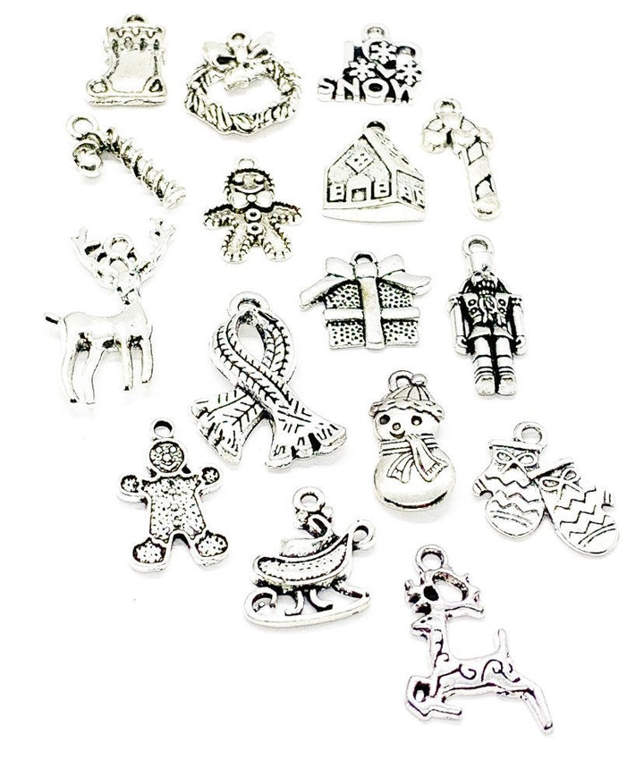 Ultimate Christmas Charms Lot, Christmas Wreath Charm, Reindeer Charm, Bulk Holiday Charms, Stocking Filler Gift, Xmas Charms