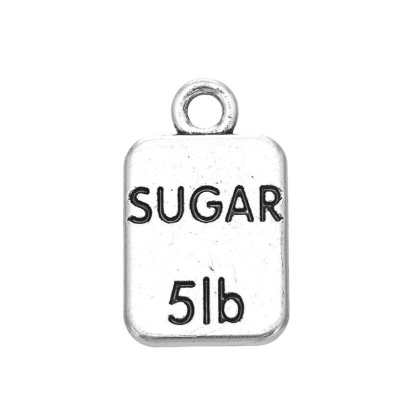 Breloque Sachet de Sucre, Breloques Individuelles, Breloque Petit Sachet de Sucre, Breloques Ingrédients, Breloques Pâtisserie, Breloques Boulanger, Breloques Cuisine, Breloques Boulangerie