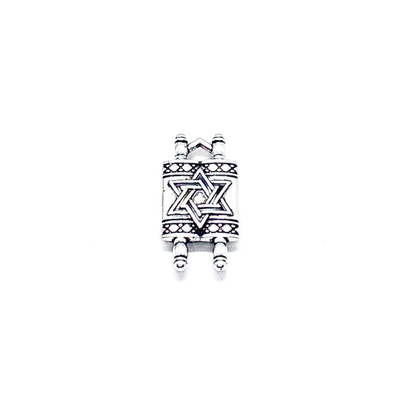 1 petit pendentif Torah, pendentif pour fête juive, pendentif étoile de David argenté, pendentif Hanoukka, cadeau de Bat Mitzvah, pendentif biblique, cadeau religieux