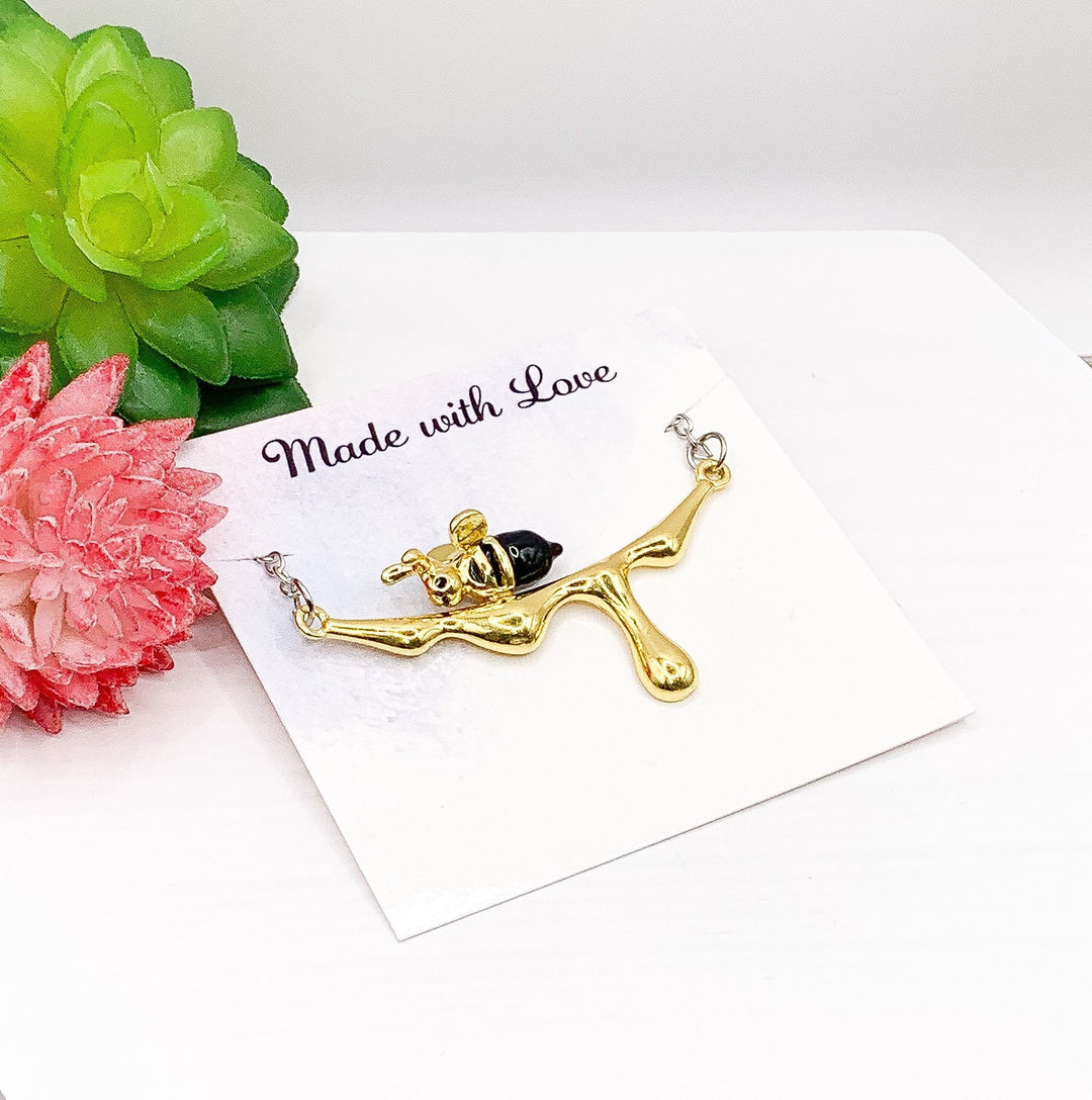 Collier Abeille, Bijou Abeille, Cadeau pour les amoureux des abeilles, Pendentif Or et Argent, Collier Insecte, Collier Breloque Abeille, Bijou Unique