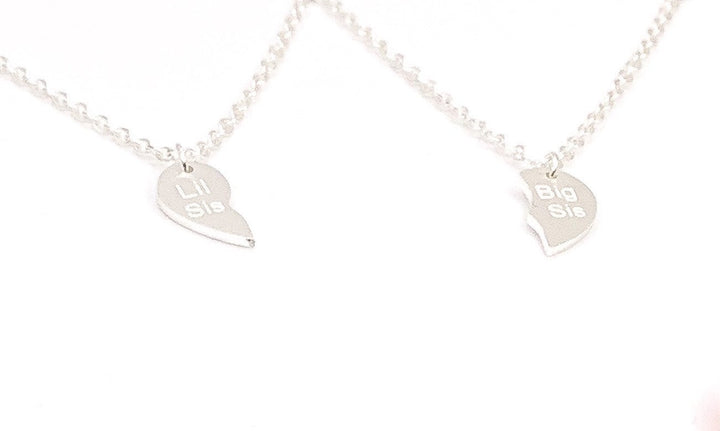 To My Sister Card, Lil Big Sisters Split Hearts Necklace, Matching Necklace Set for 2, Half Heart Pendants, Sisterhood Gift, Best Friends