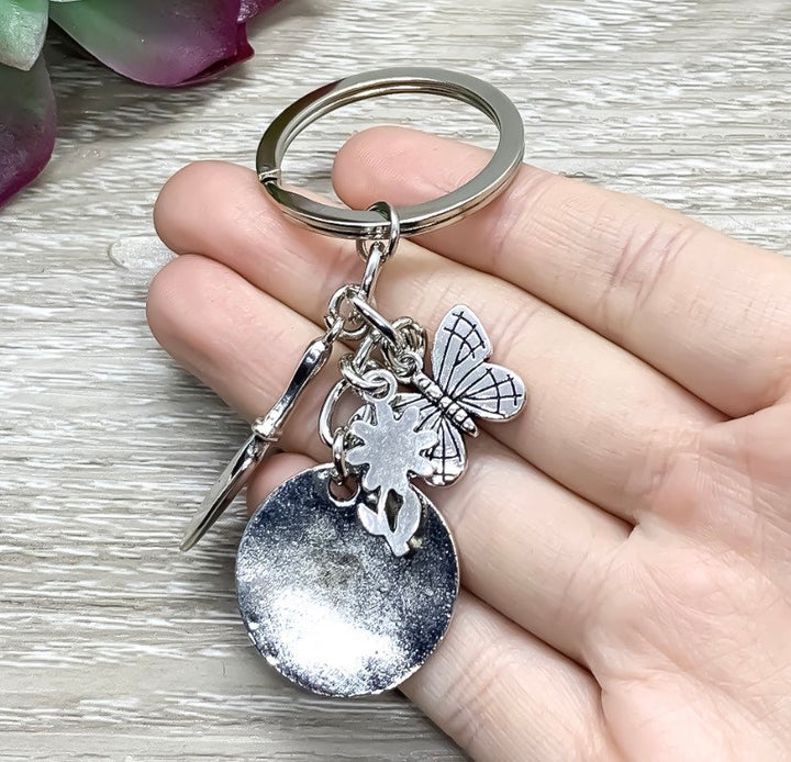 Porte-clés « Faites ce que vous aimez », Jardinage, Cadeau pour jardinier, Breloque papillon, Cadeau pour maman, Cadeau pour grand-mère, Petit cadeau, Porte-clés original
