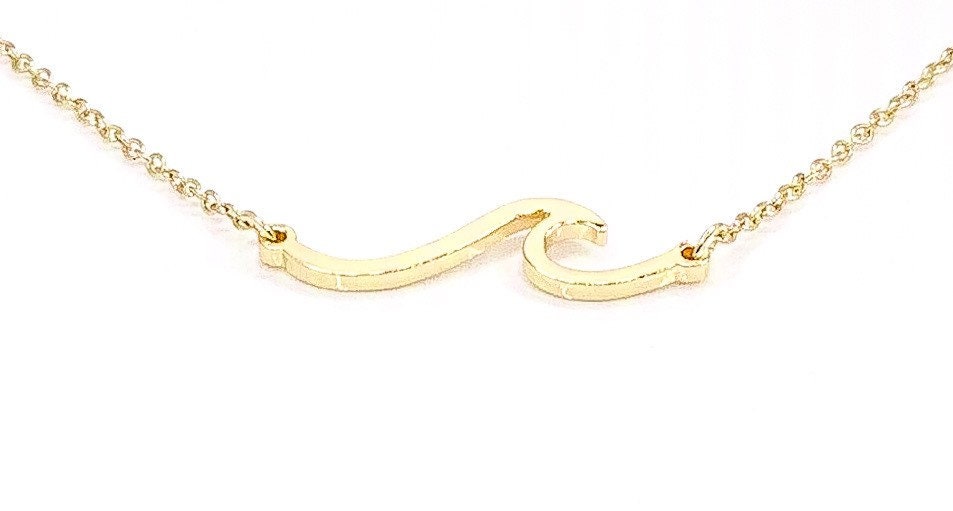 Collier vague simple, pendentif vague en or rose, collier effet vague, bijou minimaliste pour femme, collier surfeuse, bijou de plage, collier bohème