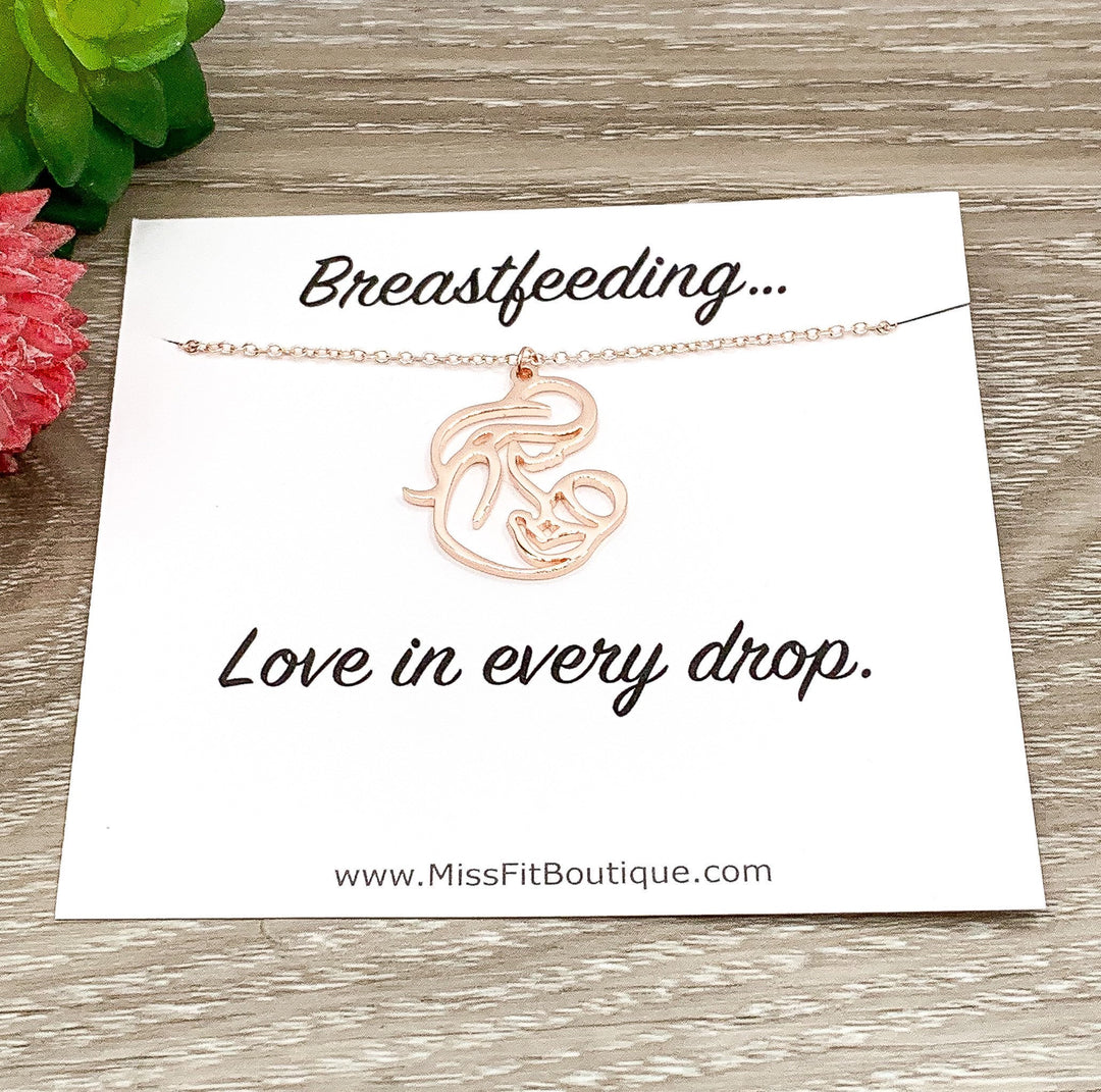 Love in Every Drop, Breastfeeding Quote, Mom and Baby Necklace, Breastfeeding Gift, Nursing Mama Support Gift, Thoughtful Encouragement Gift
