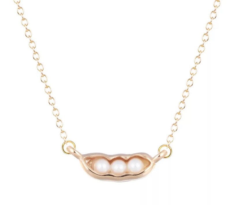 Collier « Trois pois dans une cosse », Bijou de perles unique, Collier cosse de pois, Cadeau pour sœurs, Collier 3 sœurs, Cadeau pour petite sœur, Sœur