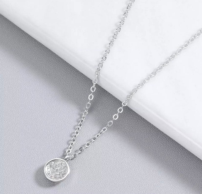 Tiny Round CZ Necklace Sterling Silver, Cubic Zirconia Jewelry, Dainty Necklace for Women, Daughter Gift, Bridal Gift, Bridesmaid Necklace