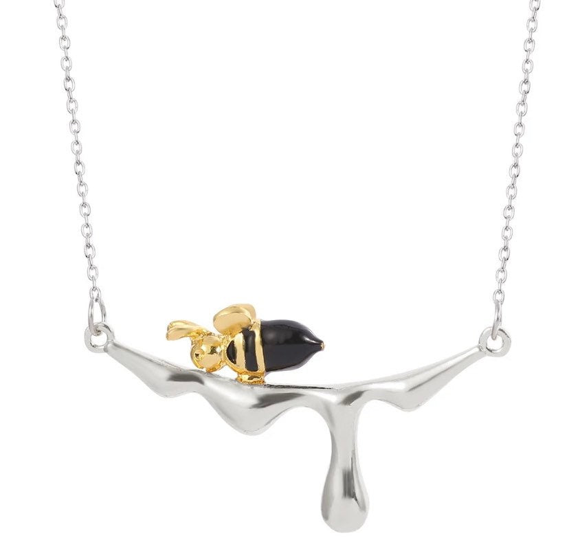 Collier Abeille, Bijou Abeille, Cadeau pour les amoureux des abeilles, Pendentif Or et Argent, Collier Insecte, Collier Breloque Abeille, Bijou Unique