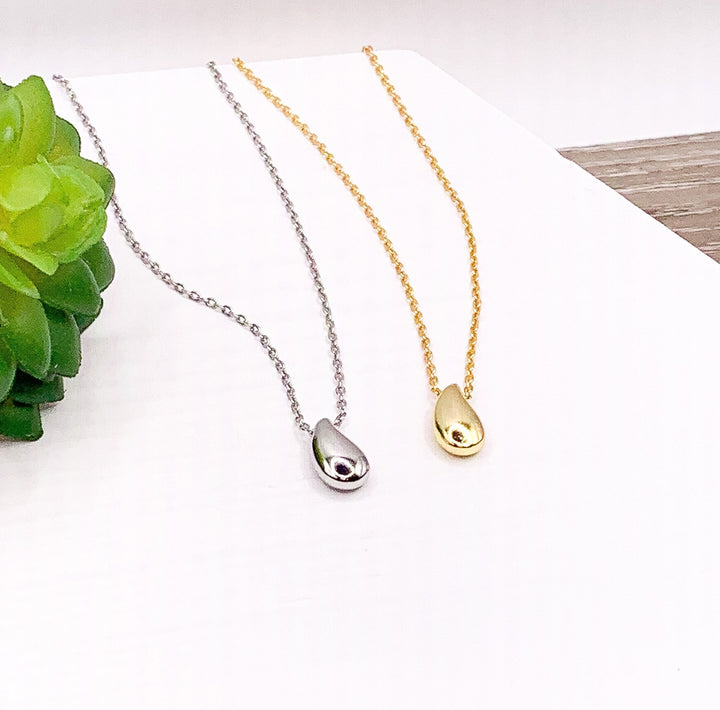 Teardrop Necklace, Sterling Silver Pendant, Water Drop Necklace, Minimalist Jewelry, Simple Layering Necklace, Everyday Jewelry for Women