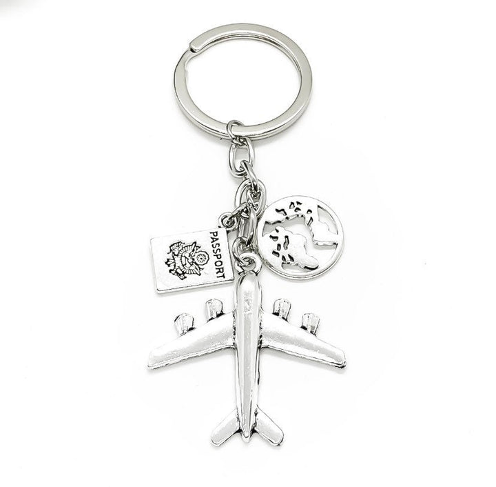 Travel Keychain, Travel Gift, Airplane Charm, Travel Charms, Adventure Keyring, World Globe Keychain, Passport Charm, Gift for Traveler