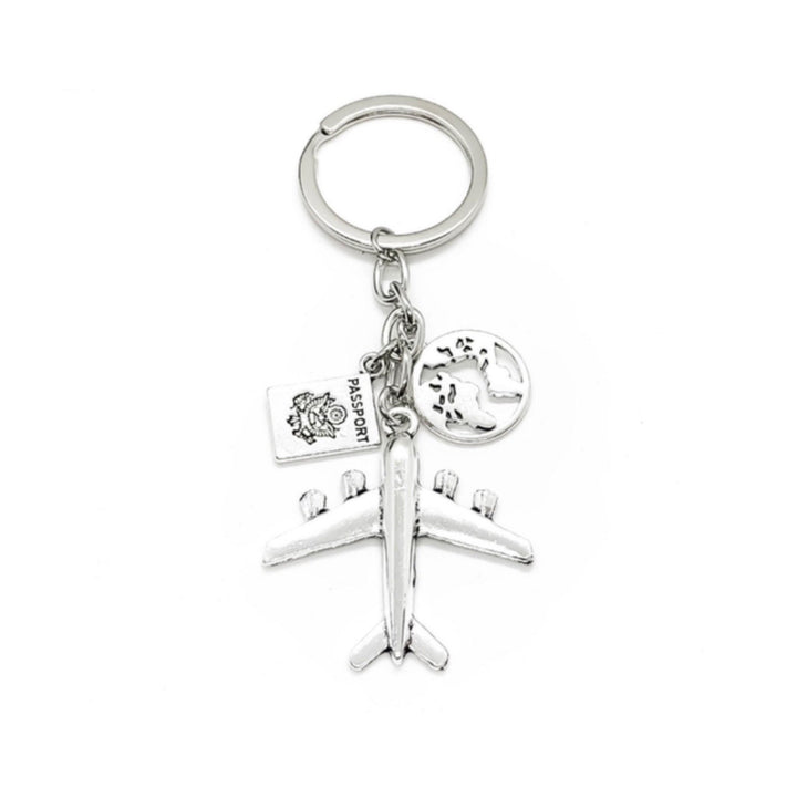 Travel Keychain, Travel Gift, Airplane Charm, Travel Charms, Adventure Keyring, World Globe Keychain, Passport Charm, Gift for Traveler