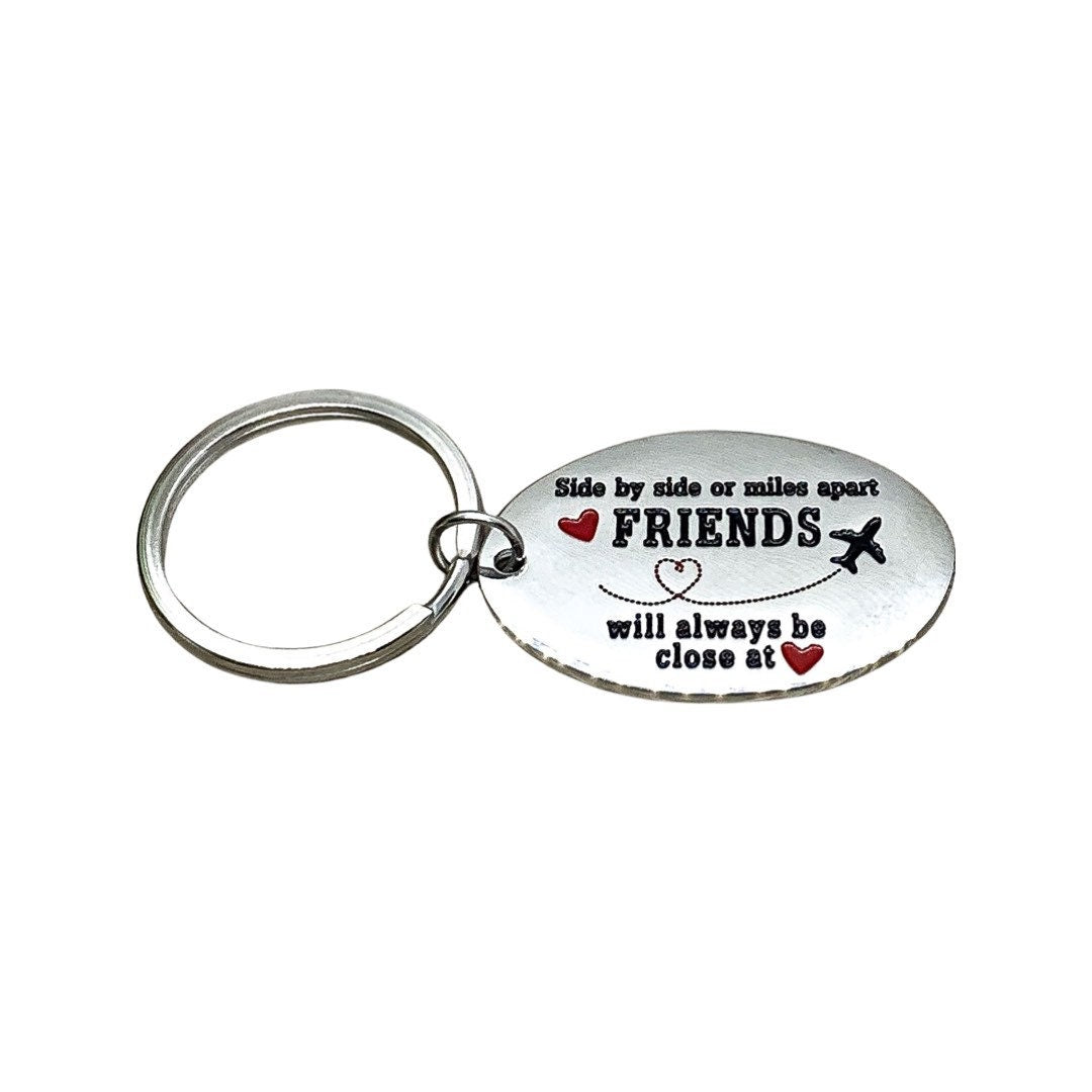 Friendship Keychain, Friends Will Always Be Close at Heart Quote, Long Distance Friends Gift, Birthday Gift for Friend, Best Friend Keyring