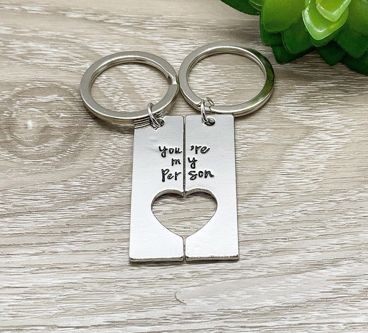 Ensemble de 2 porte-clés assortis « Tu es ma personne », porte-clés cœur entrelacés, cadeaux d'amitié personnalisés, cadeau pour petite amie, cadeau pour sœur