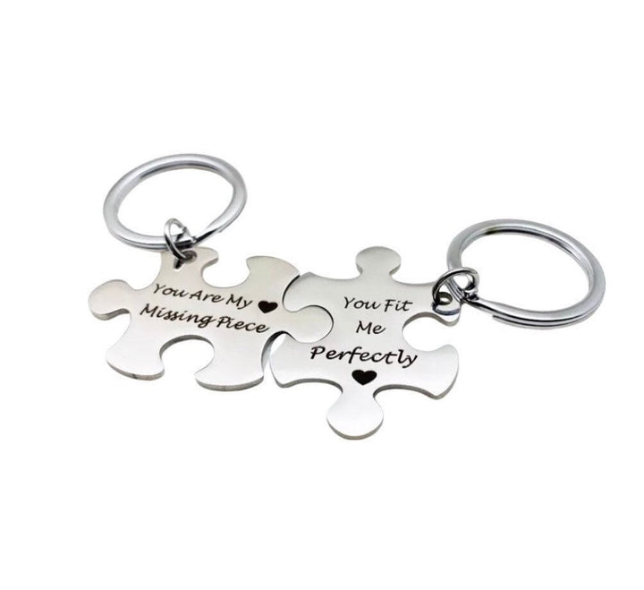 Ensemble de 2 porte-clés « Pièce manquante », anneaux puzzle, porte-clés pour meilleure amie, « Tu me vas parfaitement », cadeaux d'amitié, cadeau pour meilleure amie, cadeau pour épouse