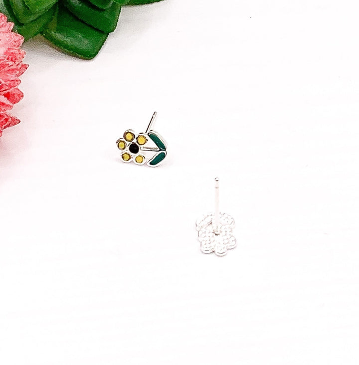 Tiny Flower Stud Earrings, Sterling Silver Earrings, Tiny Floral Jewelry, Minimal Jewelry, Gift for Gardener, Jewelry for Little Girls