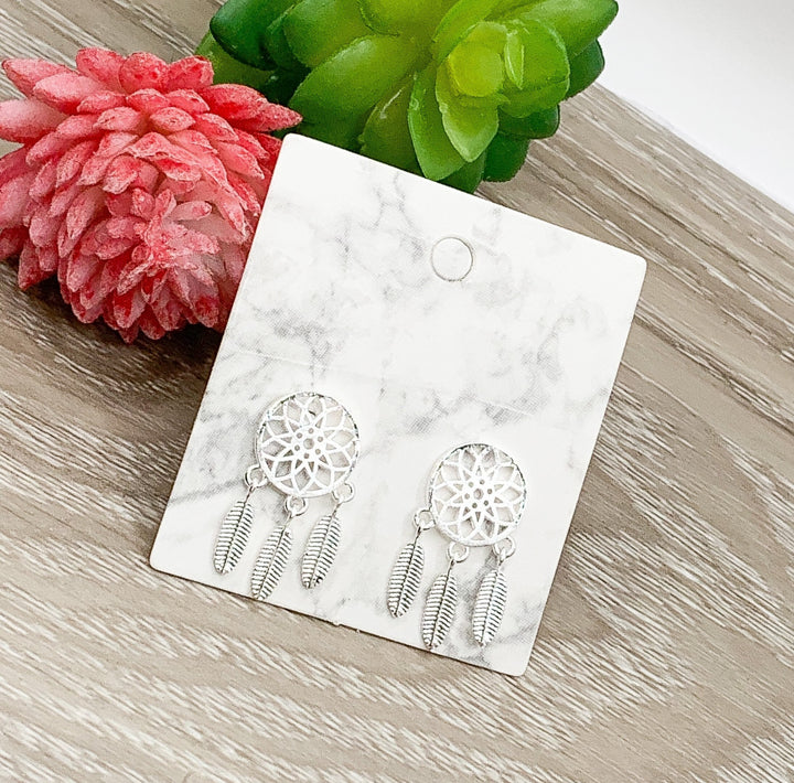 Dreamcatcher Earrings, Sterling Silver Stud Earrings, Tribal Earrings, Boho Jewelry, Native Inspired Gift, Witchcraft Jewelry, Unique Studs