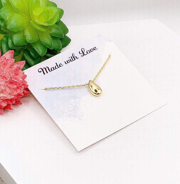 Teardrop Necklace, Sterling Silver Pendant, Water Drop Necklace, Minimalist Jewelry, Simple Layering Necklace, Everyday Jewelry for Women