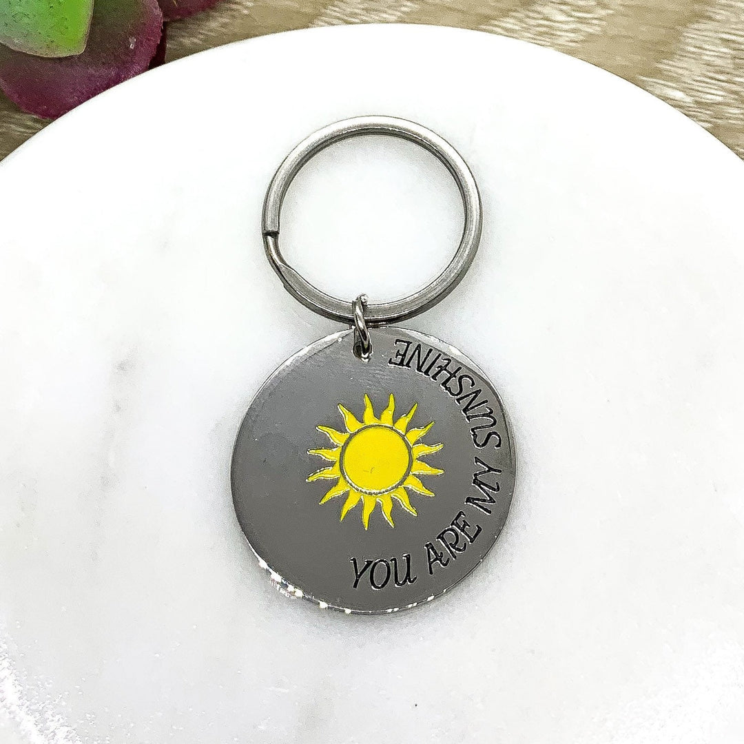 You Are My Sunshine Keychain, Quote Keyring, Gift for Wife, Friendship Gift, Birthday Gift for Her, Girlfriend Gift, Key Fob for Women Gift