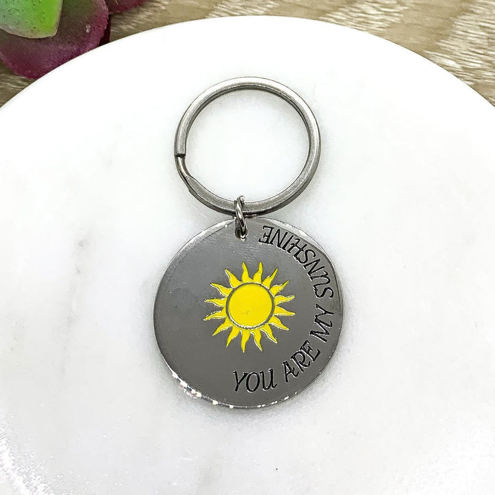 You Are My Sunshine Keychain, Quote Keyring, Gift for Wife, Friendship Gift, Birthday Gift for Her, Girlfriend Gift, Key Fob for Women Gift