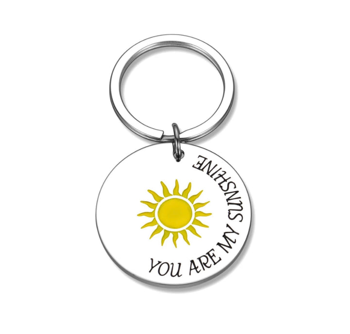 You Are My Sunshine Keychain, Quote Keyring, Gift for Wife, Friendship Gift, Birthday Gift for Her, Girlfriend Gift, Key Fob for Women Gift