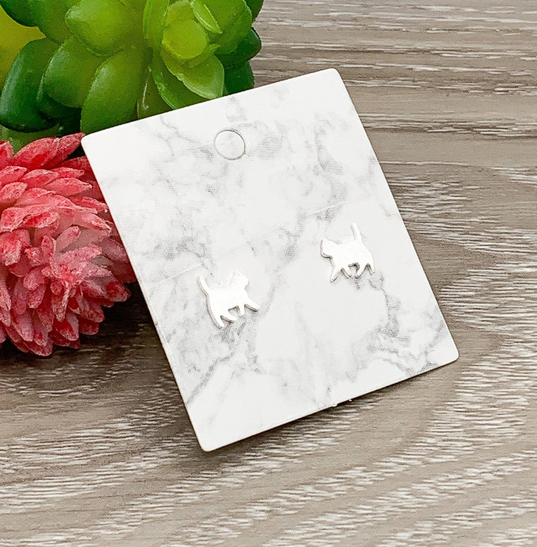 Tiny Cat Earrings, Sterling Silver Stud Earrings, Cat Lover Gift, Gift for Cat Owner, Dainty Jewelry, Crazy Cat Lady Gift, Stocking Stuffers