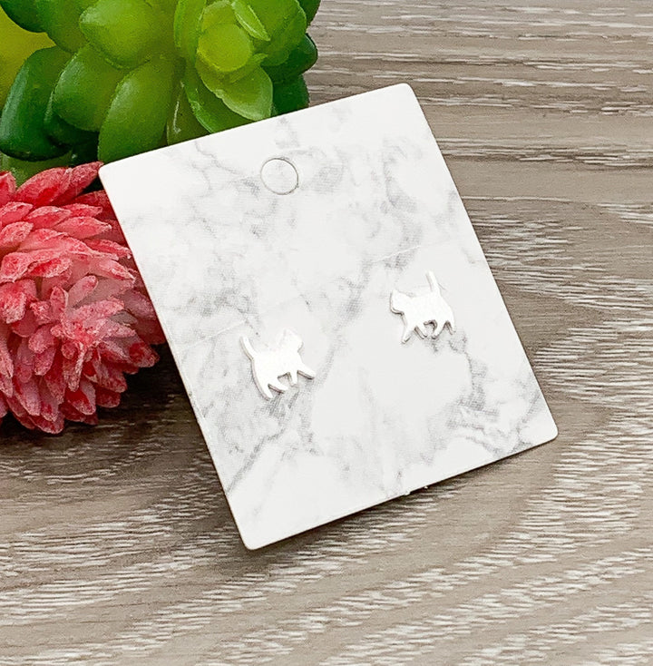 Tiny Cat Earrings, Sterling Silver Stud Earrings, Cat Lover Gift, Gift for Cat Owner, Dainty Jewelry, Crazy Cat Lady Gift, Stocking Stuffers