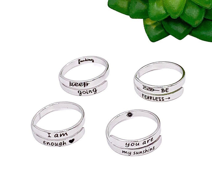 Bague « Keep Going », Bijou inspirant, Bague ajustable, Cadeau d'encouragement, Gravure laser, Bague tendance, Cadeau pour une amie, Soutien