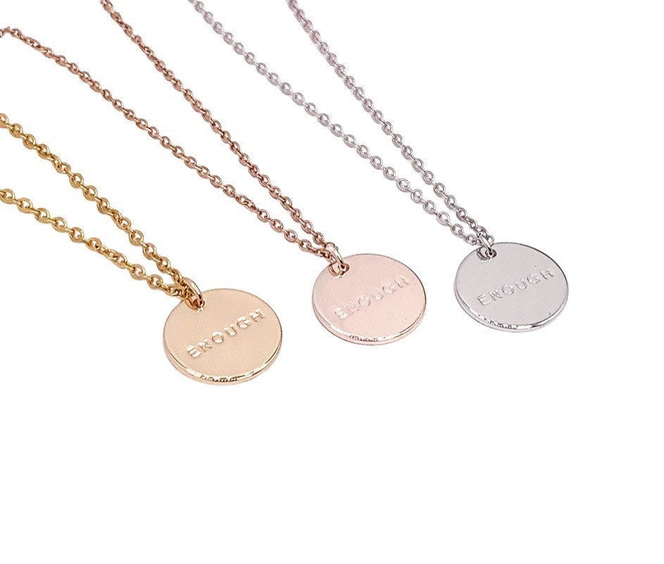 Collier « Assez », cadeau de force pour elle, cadeau inspirant, collier de motivation, cadeau d'encouragement, collier d'affirmation