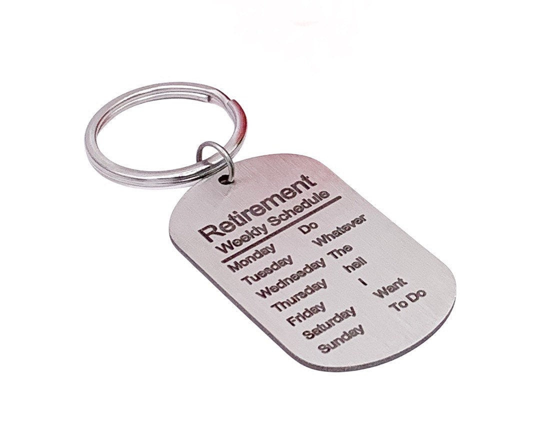 Porte-clés Retraite, Cadeau pour un ami retraité, Cadeau pour une fête de départ à la retraite, Cadeau de retraite humoristique, Cadeau unisexe, Cadeau pour un collègue, Programme de retraite