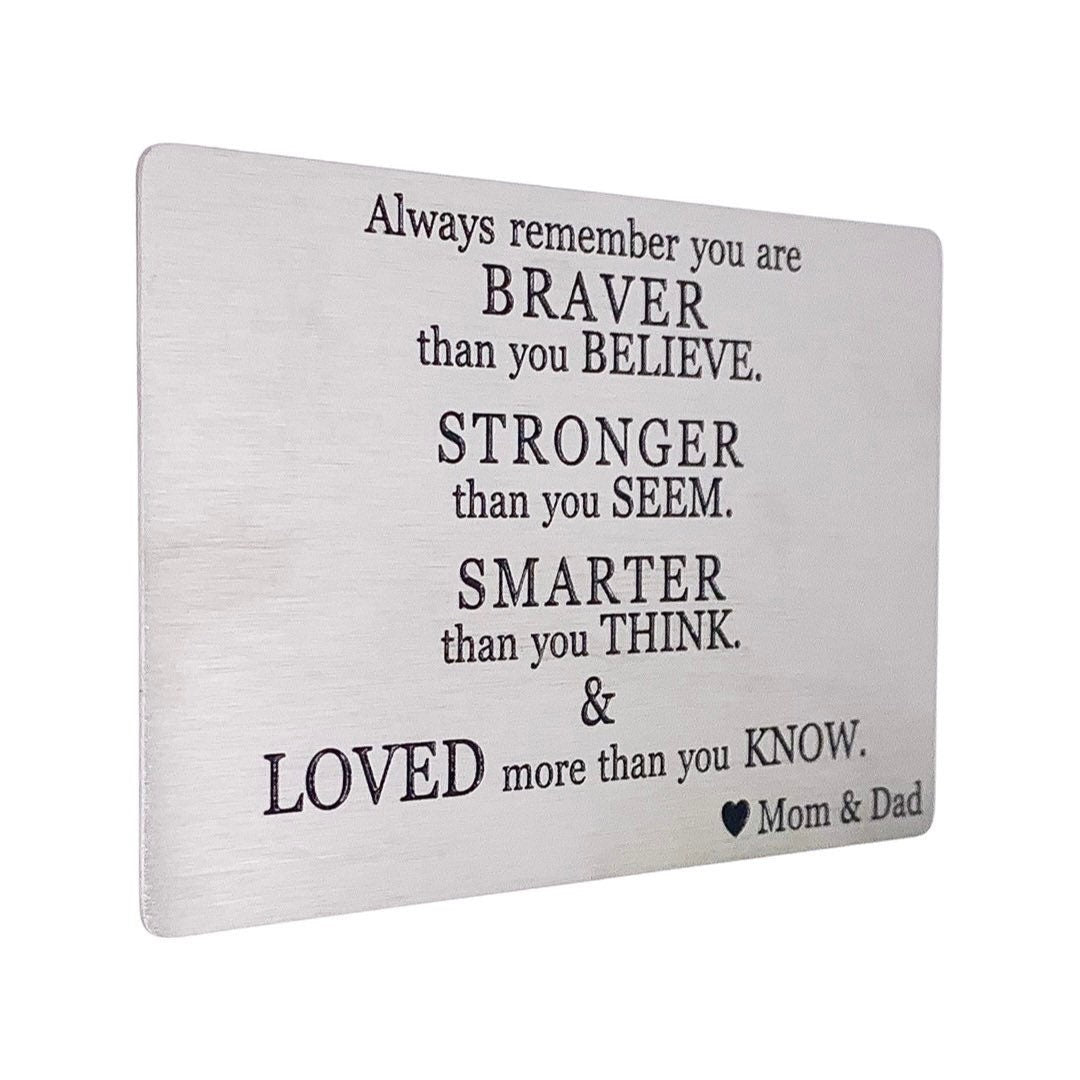 Carte portefeuille Fils-Fille, Cadeau de Maman et Papa, Citation « Souviens-toi toujours », Cadeau de remise de diplôme, Cadeau pour un fils, Anniversaire, Fille aimante, Cadeau pour lui