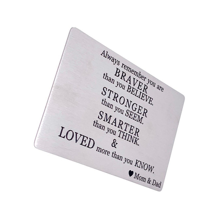 Carte portefeuille Fils-Fille, Cadeau de Maman et Papa, Citation « Souviens-toi toujours », Cadeau de remise de diplôme, Cadeau pour un fils, Anniversaire, Fille aimante, Cadeau pour lui