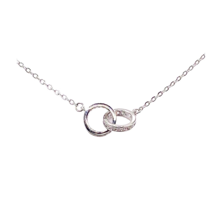 Collier en argent sterling avec cercles entrelacés et zircon cubique, bijou en zircon cubique, collier délicat, cadeau pour fille, cadeau de mariage, collier pour demoiselle d'honneur