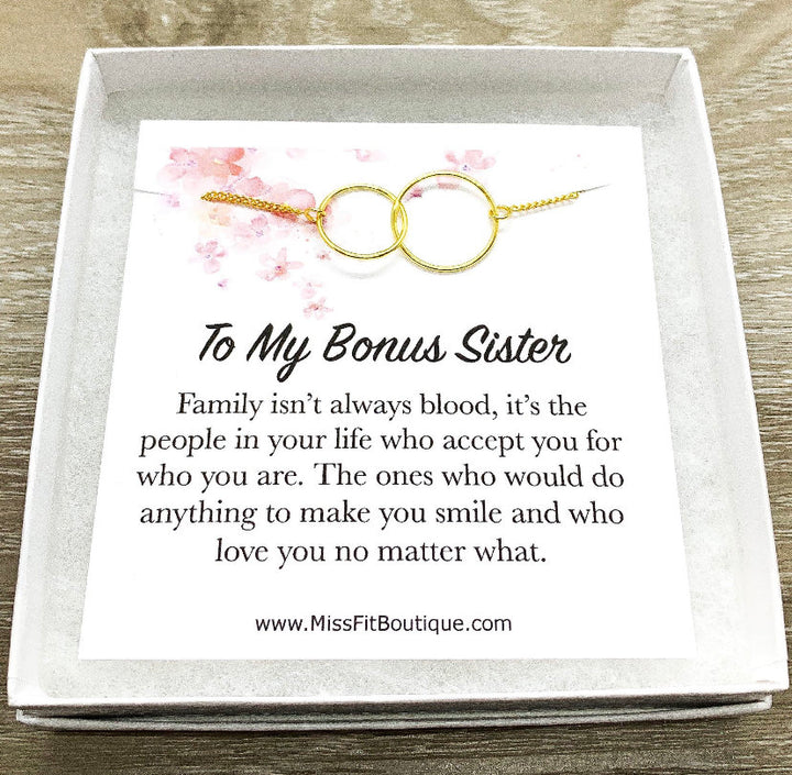 Cadeau pour une sœur adoptive, Collier à cercles entrelacés, Pendentif circulaire, Collier à cercles liés, Cadeau pour une sœur de cœur, Sœur du marié