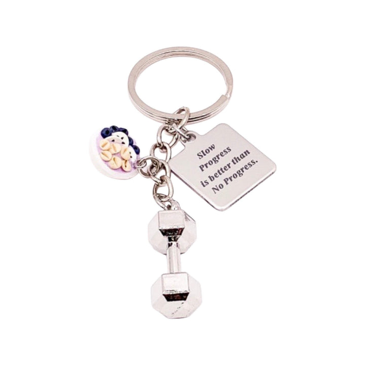 Porte-clés bol de smoothie, cadeau fitness, la lenteur est préférable, mode de vie sain, breloque haltère, cadeau de motivation pour le sport, coach personnel