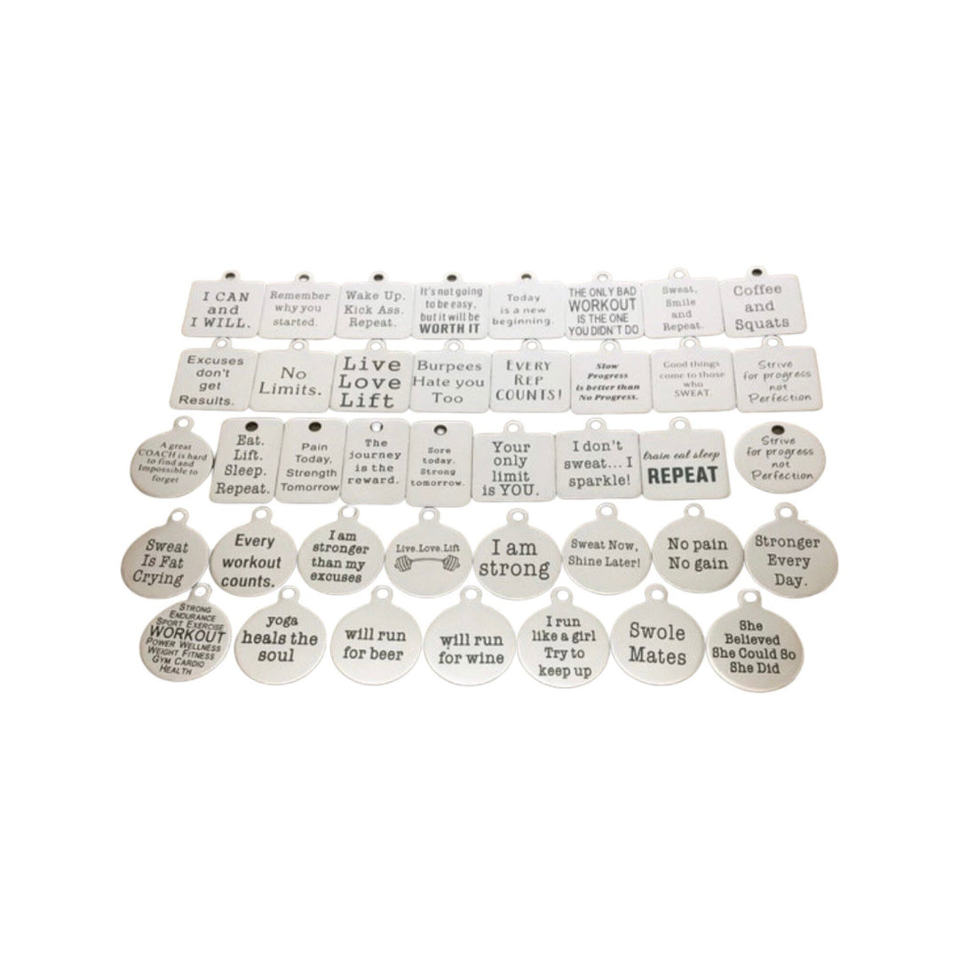 Fitness Charms, Motivational Quote Jewelry, Gym Jewelry, Crossfit Gifs for Her, Burpees, Workout, Bodybuilding, I am stronger than my excuse