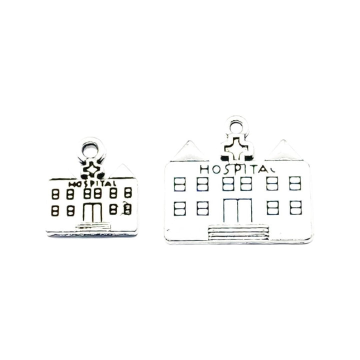 1 Breloque Hôpital, Breloques individuelles, Breloques Médicales, Breloque Infirmière, Breloques Médecin, Cadeau pour Personnel Hospitalier, Breloques Bâtiment, Apprêts de Bijoux