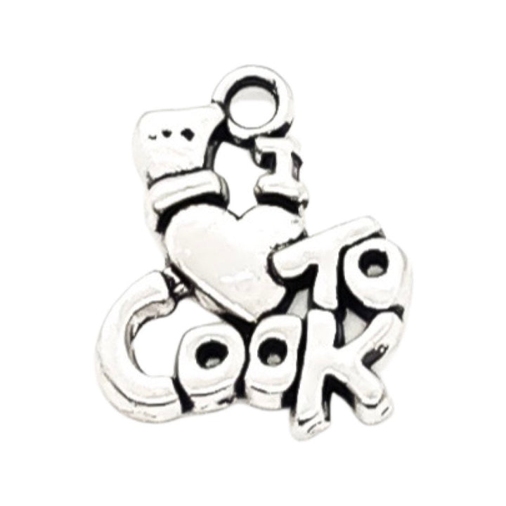 1 Breloque « J'adore cuisiner », Breloques individuelles, Petites breloques cuisine, Breloques pâtisserie, Breloques boulanger, Breloques cuisine, Breloques cuisinier, Bijoux de chef, DIY