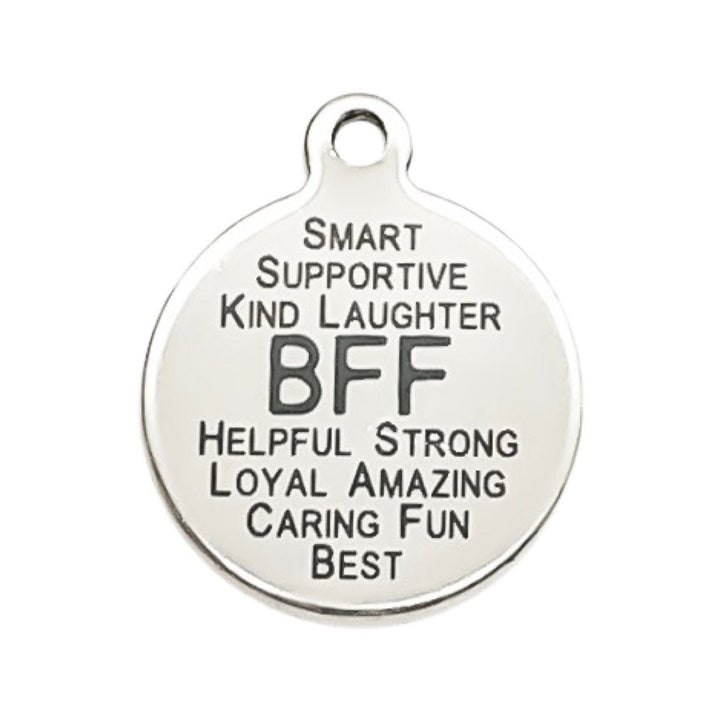 Breloque BFF (Meilleure Amie), Breloque en acier inoxydable, Breloque individuelle, Breloque avec mots, Cadeau pour BFF (Meilleure Amie), Bijou d'amitié, Cadeau pour meilleure amie