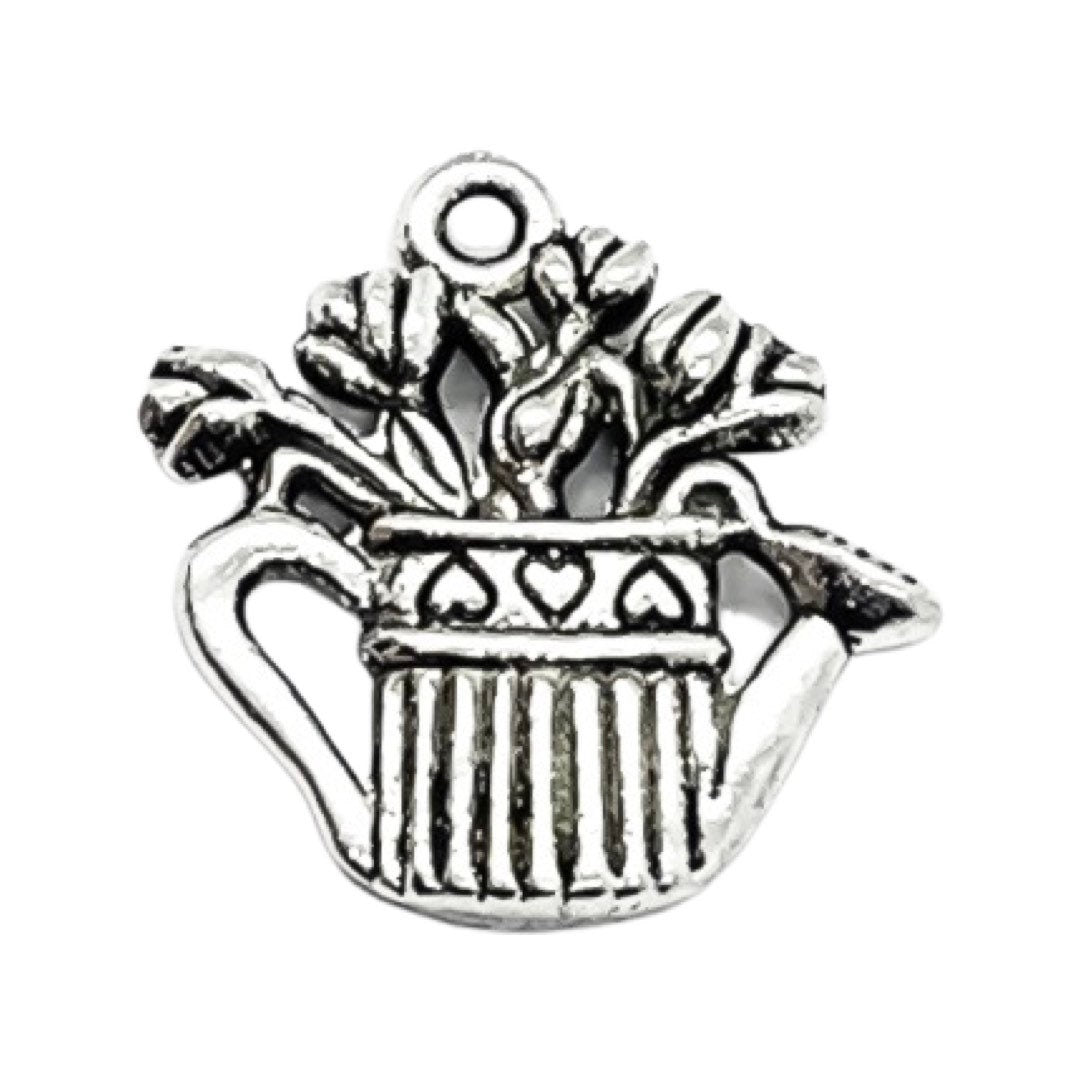 1 Arrosoir décoré de fleurs, breloques de jardinage, breloques florales, breloque paysagère, breloque d'arrière-cour, breloques printanières, breloques d'été