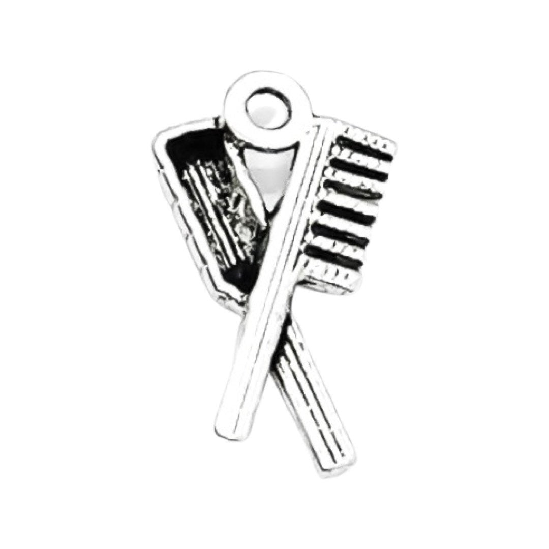 Breloque peigne et brosse à cheveux, breloque salon de coiffure, breloque individuelle, cadeau coiffeur, breloque girly, breloque adolescente, cadeau pour coiffeuse