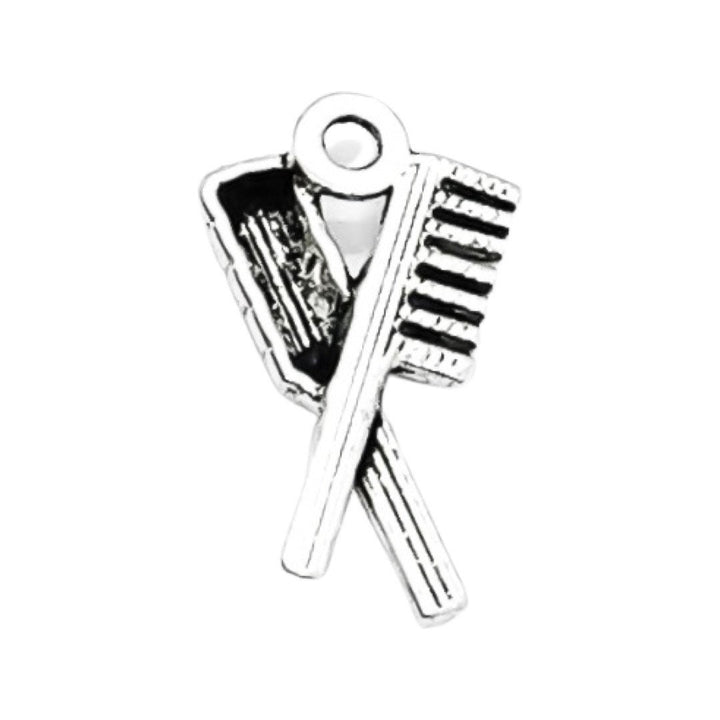 Breloque peigne et brosse à cheveux, breloque salon de coiffure, breloque individuelle, cadeau coiffeur, breloque girly, breloque adolescente, cadeau pour coiffeuse